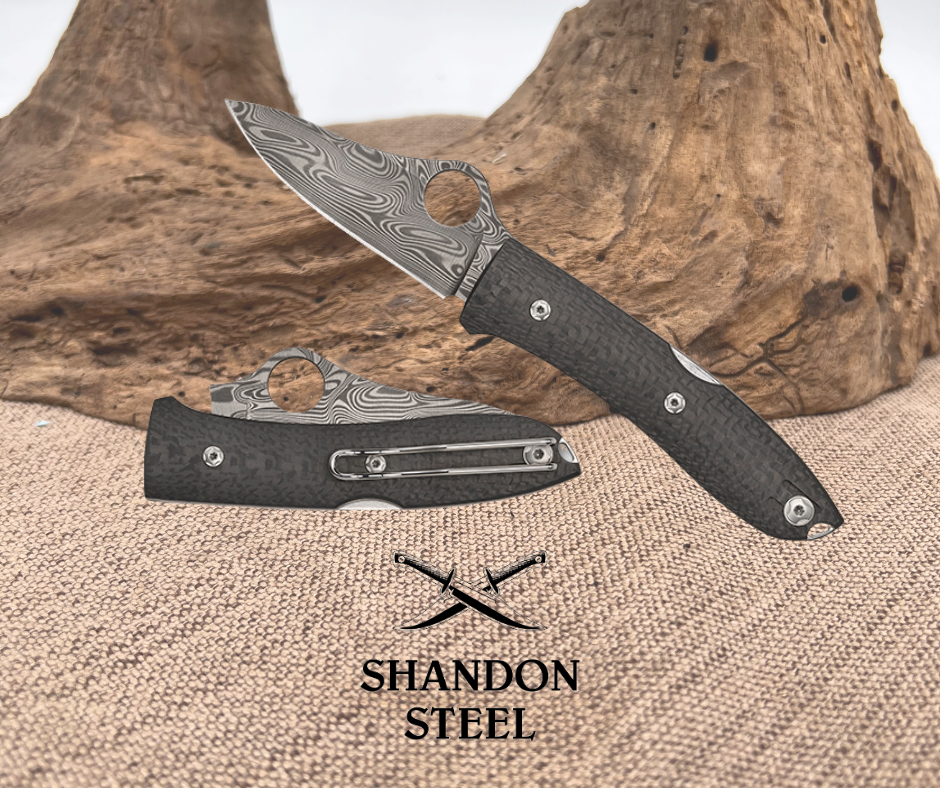 Spyderco SpyOpera™ Carbon Fiber Thor™ Damascus C255CFPD