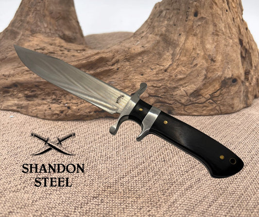 Frost Cutlery Black Pakkawood Bowie Fixed Blade Knife Satin Clip - 18-316BPW NIB