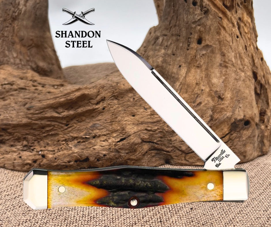 Titusville Cutlery Lexingtonian Folder Amber Stag TITUS01