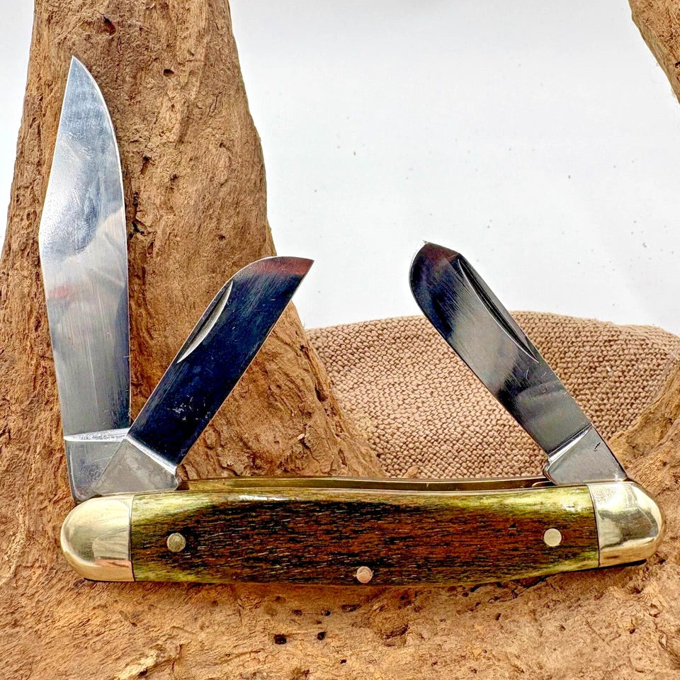 Boker Solingen Germany Tree Brand Green Bone 3 Blade Stockman Folding knife(167)