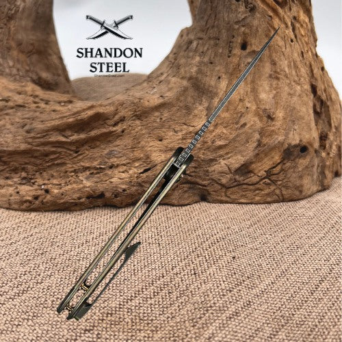 WEKNIFE Elementum Flipper Knife Bronze / Black Titanium Handle (2.96" Black Stonewashed CPM MagnaCut Blade) WE18062XA-3