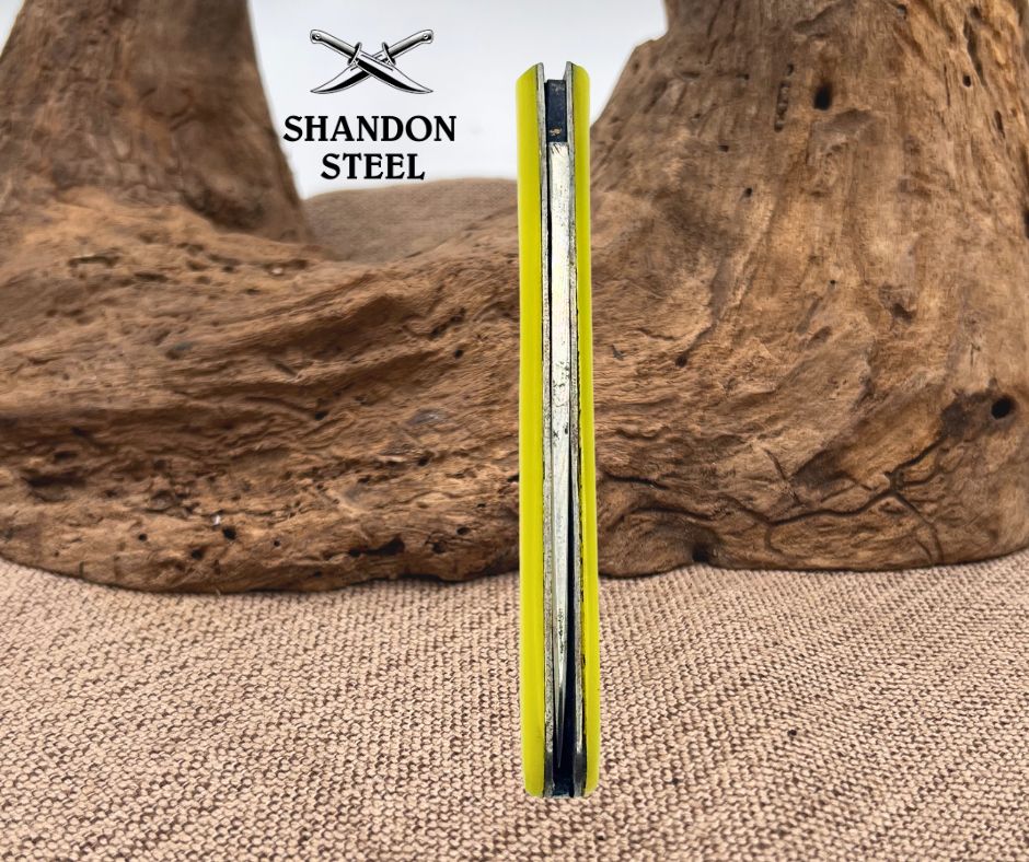 Swell End Jack Folding Pocket Knife 3.25" Closed Yellow Handle Pen Blade (176)