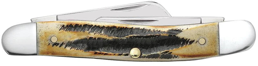 Butterfly knife with wooden handle and silver blade