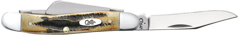 Small pocket knife with a stonewashed blade and white handle, featuring a brand logo.