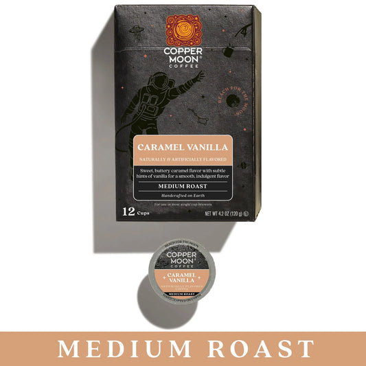 Copper Moon Caramel Vanilla Flavored Coffee Single Cup Medium Roast