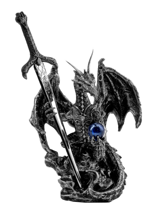 6-1/2" Black and Silver Dragon w/Sword 71329