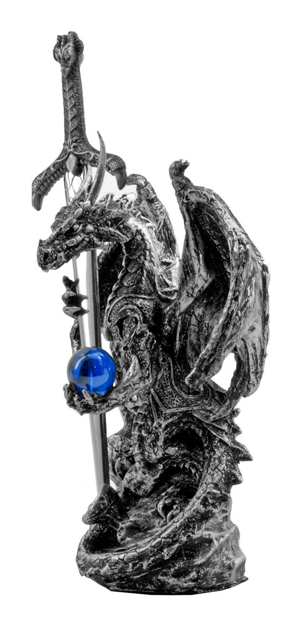 6-1/2" Black and Silver Dragon w/Sword 71329