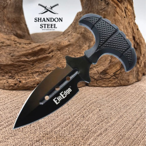 ElitEdge 5.5-Inch Push Dagger with ABS Sheath – Black – 20641BK