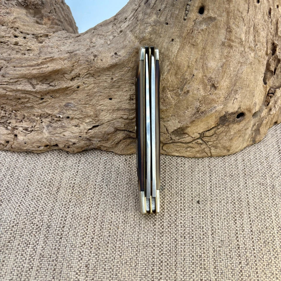 APPALACHIAN TRAIL Two Blade Trapper Saw Cut Delrin Handle Pocket Knife (17)