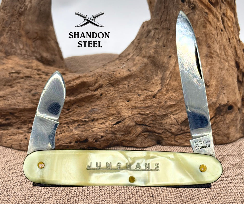 Junghans Aequator Solingen Faux Pearl Cracked Ice 2 Blade Pocket Knife (27)