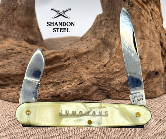 Junghans Aequator Solingen Faux Pearl Cracked Ice 2 Blade Pocket Knife (27)