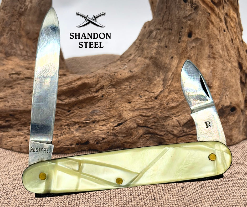 Junghans Aequator Solingen Faux Pearl Cracked Ice 2 Blade Pocket Knife (27)
