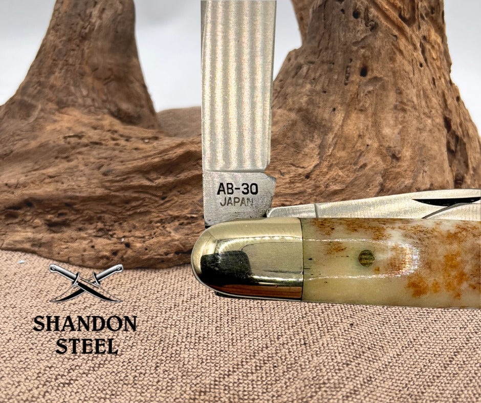 AMERICAN BLADE CHATT. TN. SMOOTH BONE LONG PULL STOCKMAN KNIFE NICE AB-30 (110)