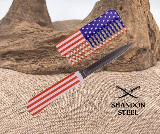 American Flag Comb Knife HWT229G