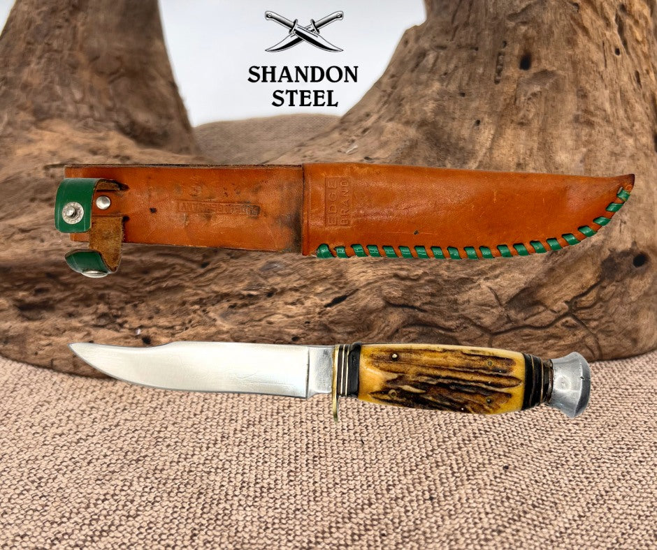 Anton Wingen Othello Solingen Germany Fixed Blade Knife Stag Handle Sheath (22)
