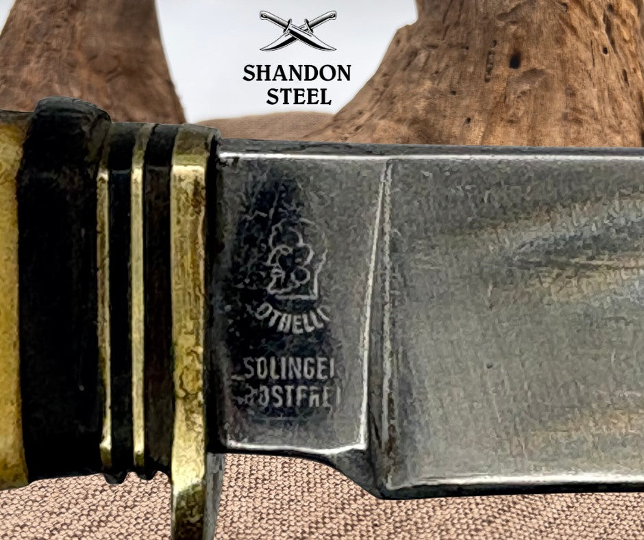 Anton Wingen Othello Solingen Germany Fixed Blade Knife Stag Handle Sheath (22)