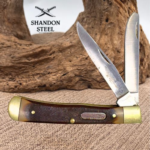 APPALACHIAN TRAIL Two Blade Trapper Saw Cut Delrin Handle Pocket Knife (103)