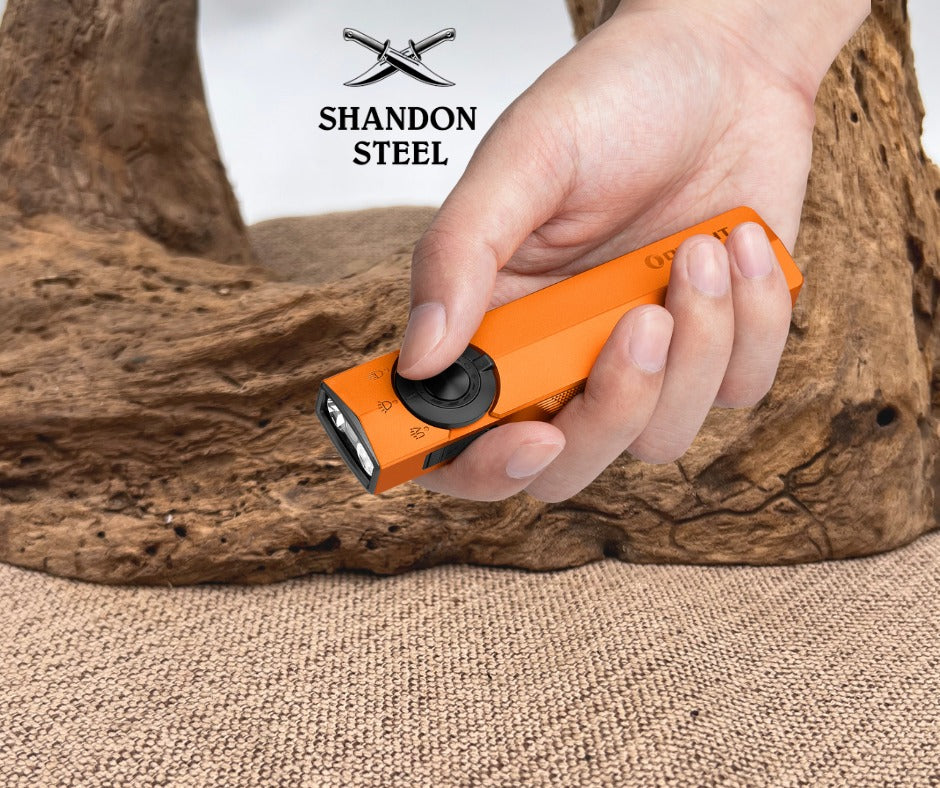 Oclip ArkPro Series – Flat Unibody EDC Flashlight with Multi-Light Sources Orange CW