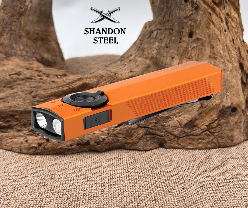 Oclip ArkPro Series – Flat Unibody EDC Flashlight with Multi-Light Sources Orange CW
