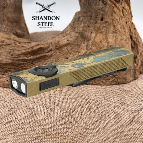 Oclip ArkPro Series – Flat Unibody EDC Flashlight with Multi-Light Sources Wasteland Relic CW Edition