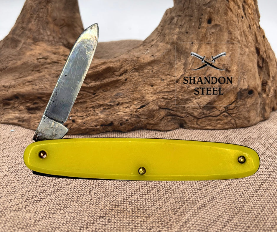 Autopoint Pen Knife Chicago USA Celluloid Handles CS Blades 3 3/8" Closed (18)