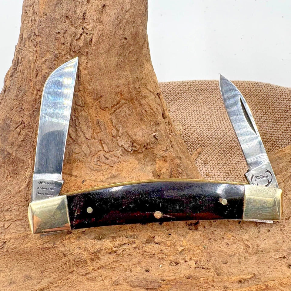 Vintage BUCK CREEK Solingen Two Blade Half Congress COBRA Carbon Steel (173)