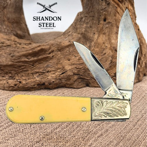Bayes USA Barlow 2 Blade Clip Point Folding PocketKnife Decorative Bolsters (67)