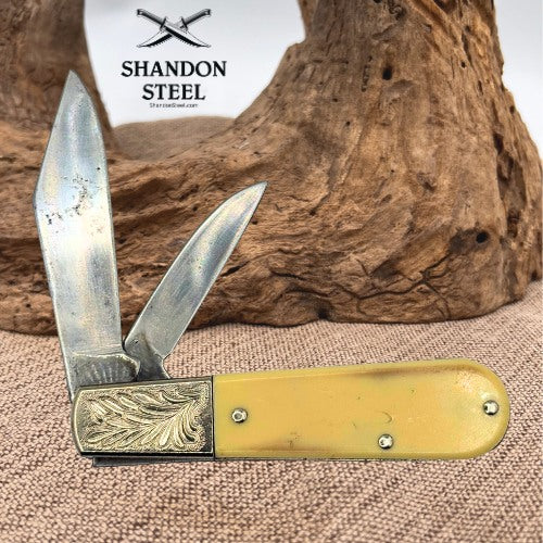 Bayes USA Barlow 2 Blade Clip Point Folding PocketKnife Decorative Bolsters (67)