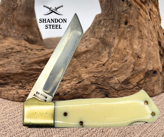 Bear Hunter Tanto Folder 440 Surgical Steel Lockback TraditionalPocketknife (46)