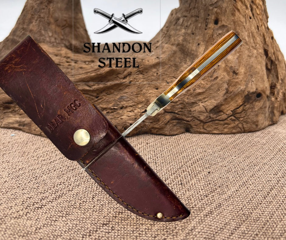 Bear MGC Hunting Knife USA Gut Hook Wood Handle Skinner Leather Sheath (C04)