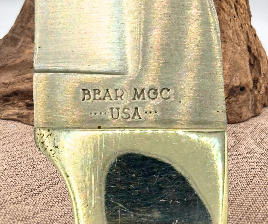 Bear MGC Hunting Knife USA Gut Hook Wood Handle Skinner Leather Sheath (C04)