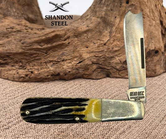 Bear Magic Razor Barlow BEAR AND SON Stag Handle One Arm Razor Jack Knife (116)