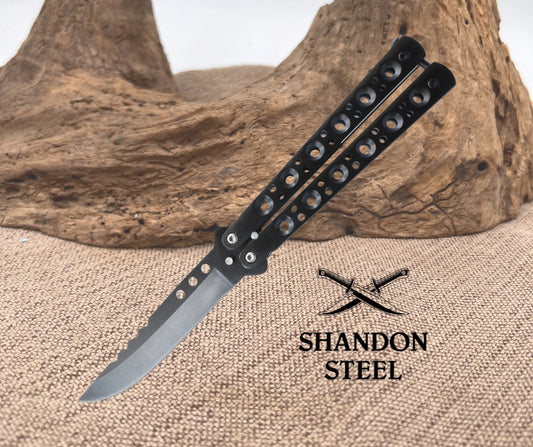 9" Black Butterfly Knife 130BK