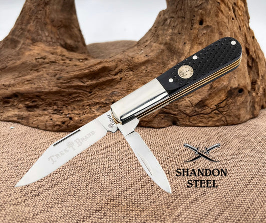 Boker Manufactory Treebrand 2BLD Barlow Black Checkered Bone 110893
