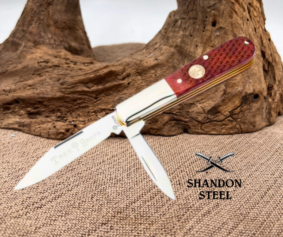 Boker Manufactory Treebrand 2BLD Barlow Brown Checkered Bone