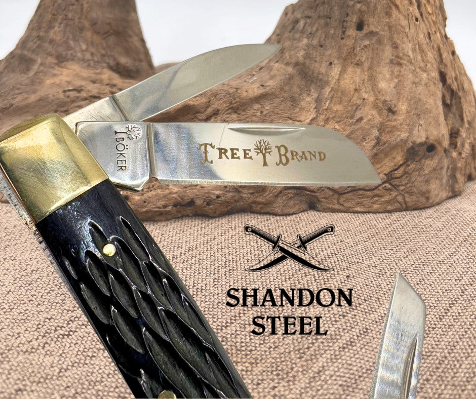 BOKER TREE BRAND JIGGED BLACK BONE 4 BLADE CONGRESS FOLDING POCKET KNIFE (02)