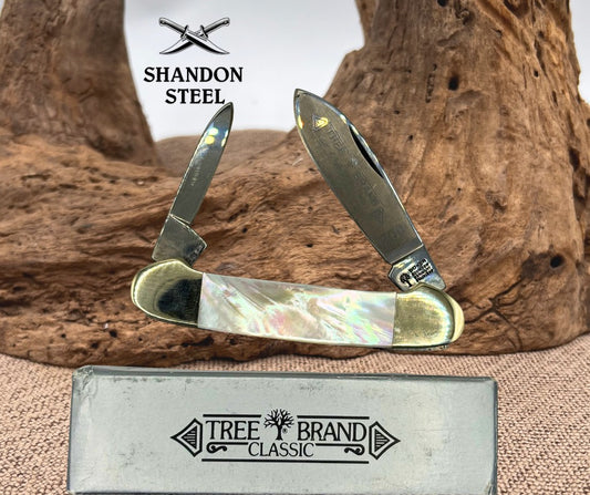 Boker Tree Brand classic 200 Mother Of Pearl 2 Blade Canoe Pocket Knife W/ Box