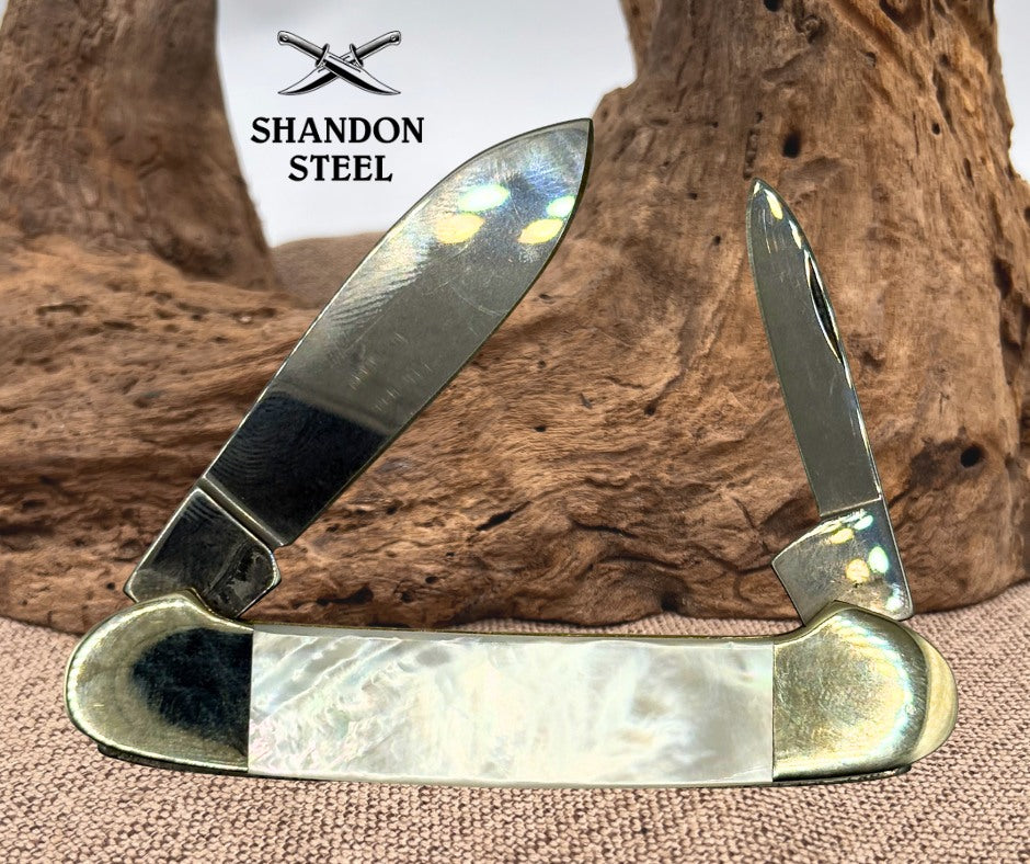 Boker Tree Brand classic 200 Mother Of Pearl 2 Blade Canoe Pocket Knife W/ Box