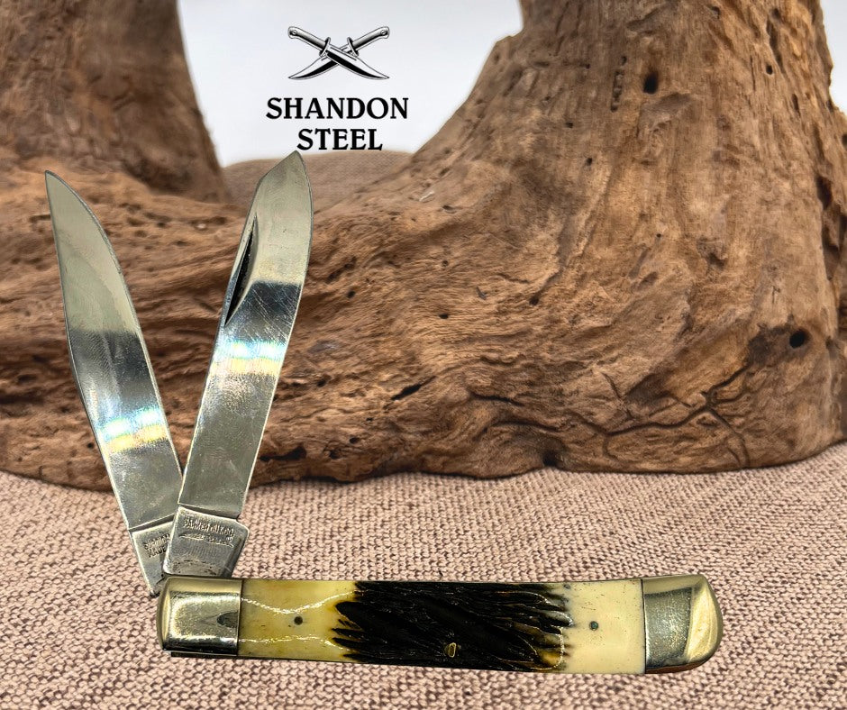 Parker Cutlery Season’s Greetings 1985 Vintage Jigged Bonestag Trapper Knife -79
