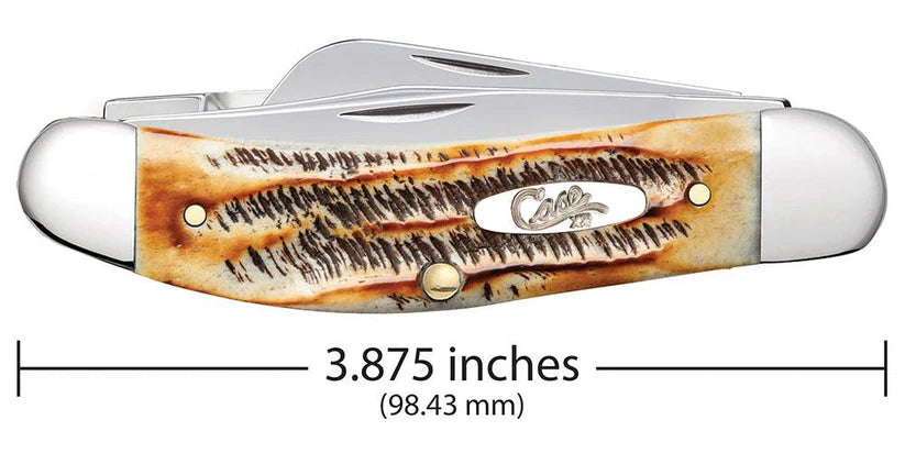 Folding knife with tortoiseshell handle and measurement label on a white background