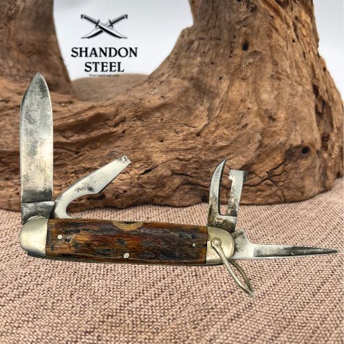 REMINGTON USA 1933-1935 RS 3333 Bone Handle Boy Scout Camp Pocket Knife (199)
