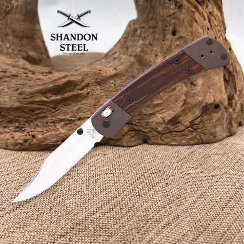 Buck 110 FOLDING HUNTER  CROSSBAR, ALUMINUM, MACASSAR EBONY 0110BRS18-B