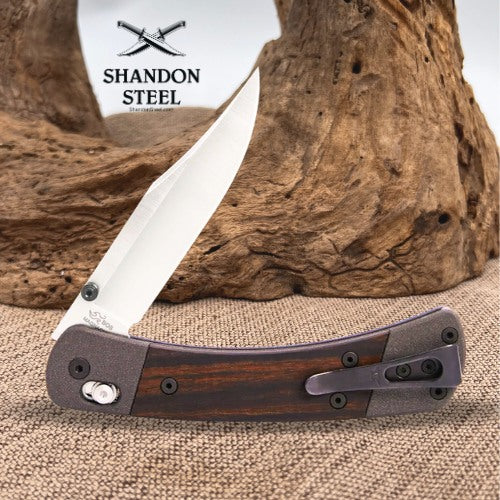 Buck 110 FOLDING HUNTER  CROSSBAR, ALUMINUM, MACASSAR EBONY 0110BRS18-B