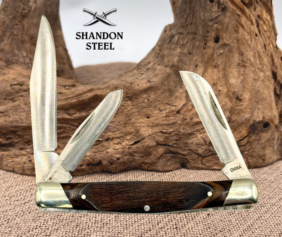 Buck Model 373 Trio 3 Blade Traditional Folding Pocket Knife w/ Wood Handle (29)