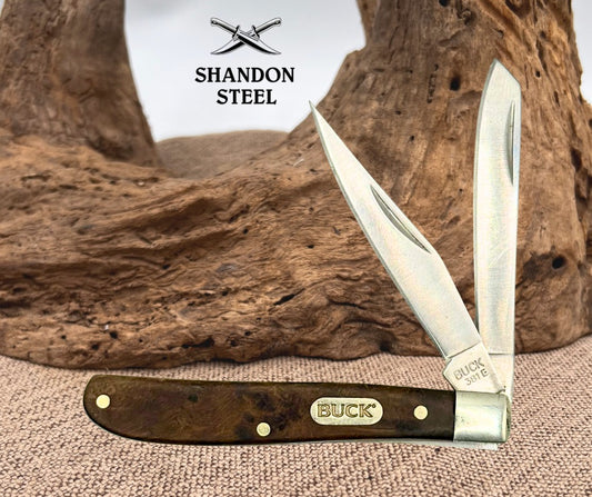 BUCK 381 Mini Trapper 2.75" Closed 2015 Rosewood 2 Blade Pocket  Knife (7)