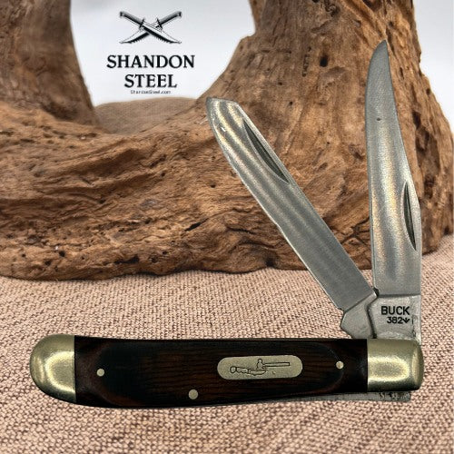 Buck 382 Trapper Folding Pocket Knife – Wood Handle – Two-Blade – Pre-Owned (62)