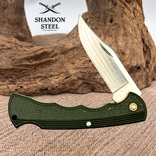 Buck Knives USA 422 Bucklite Lockback Folding Pocket Knife 1994 Green (130)