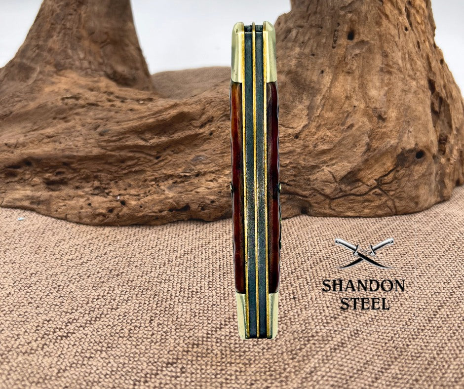 BUCK CREEK GERMANY STAG Vintage LARGE 4 BLADE CONGRESS POCKET KNIFE CARBON (125)