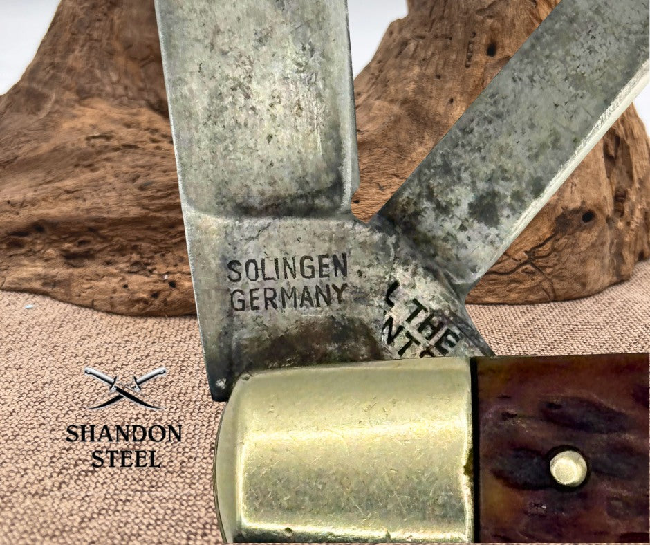 BUCK CREEK GERMANY STAG Vintage LARGE 4 BLADE CONGRESS POCKET KNIFE CARBON (125)