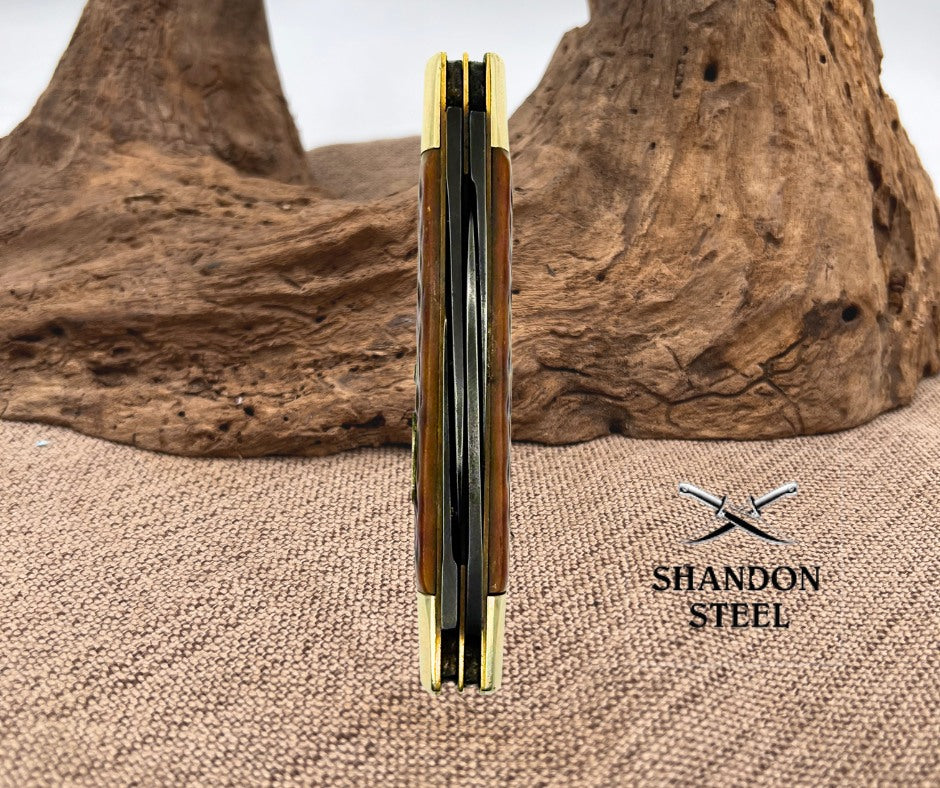 BUCK CREEK GERMANY STAG Vintage LARGE 4 BLADE CONGRESS POCKET KNIFE CARBON (125)